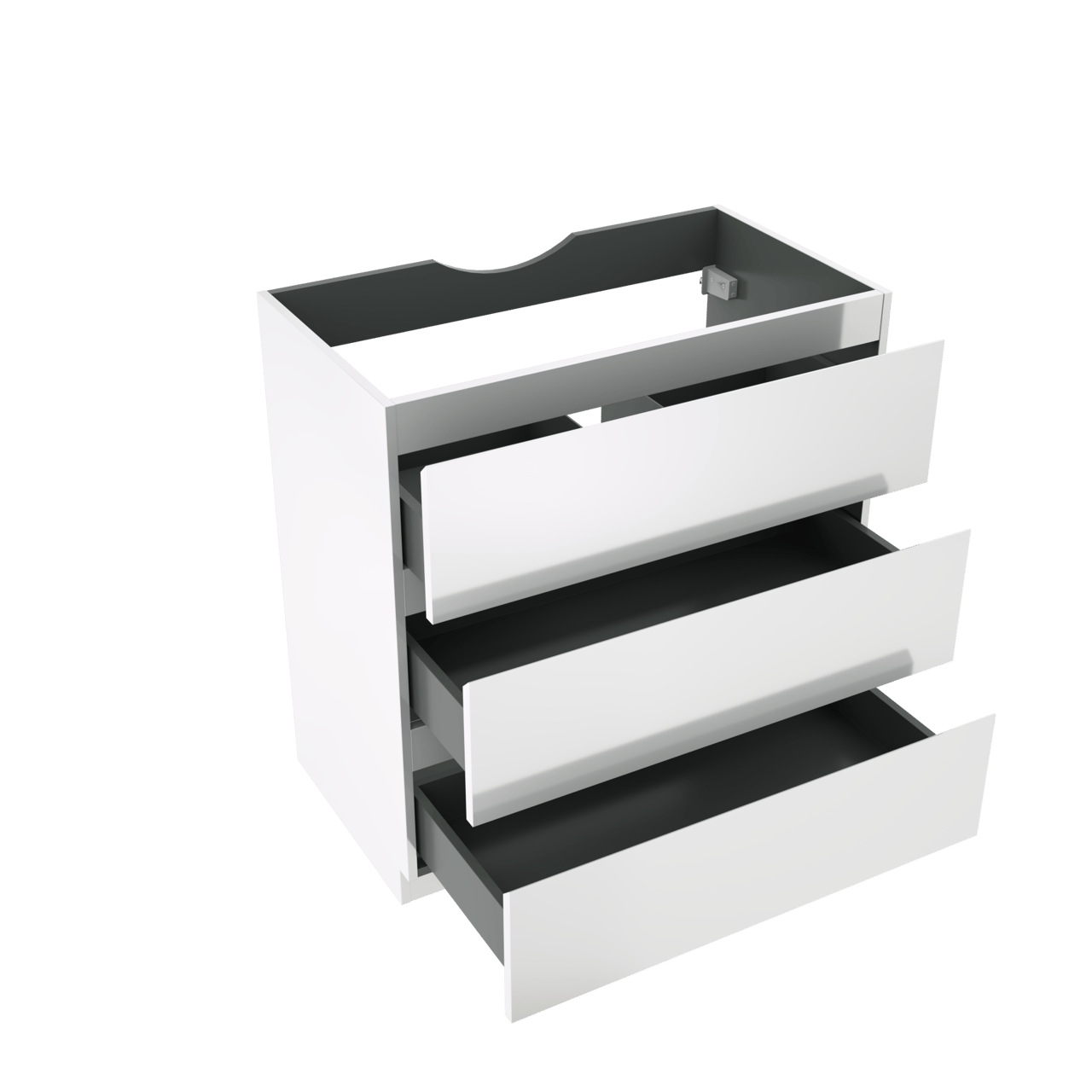 Linie Lado meuble sous-lavabo a poser 80 x 46 cm Blanc Brillant 3 tiroirs