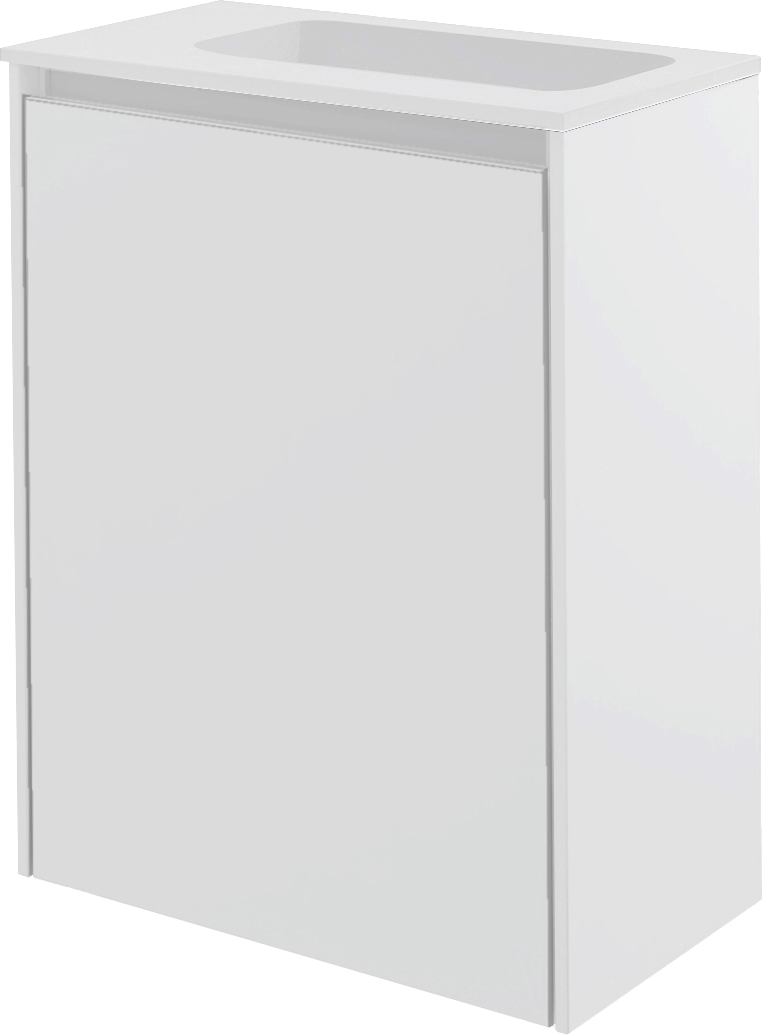 Storke Edge zwevend toiletmeubel 40 x 22 cm mat wit met Fina wastafel in matte Solid Surface