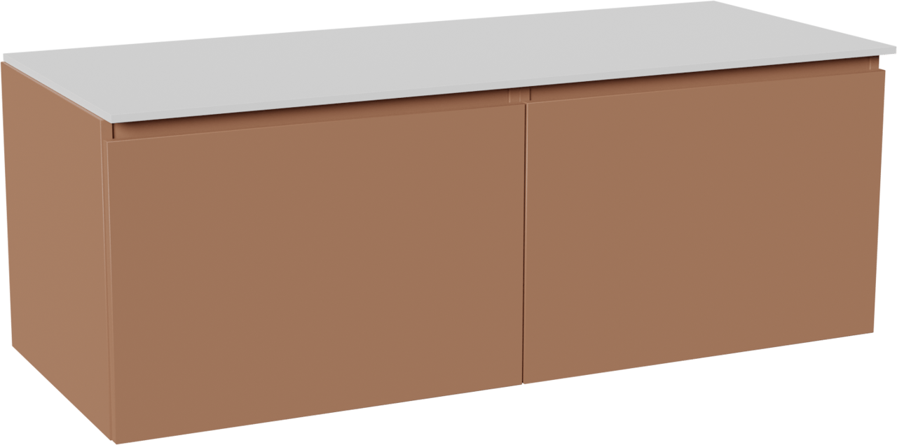 Balmani Sfera by Lucida meuble salle de bains suspendu 135 x 55 cm cotto avec Stretto tablette simple ou double en solid surface blanc mat