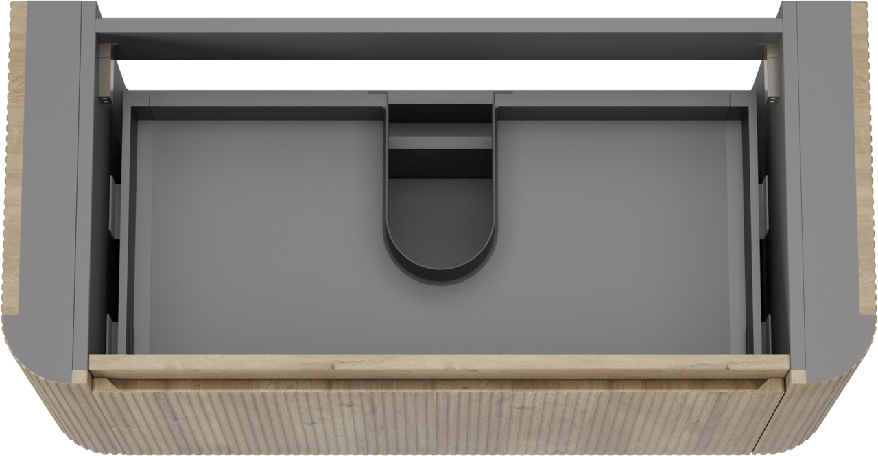 Storke Soft meuble sous-lavabo suspendu 100 x 46 cm Chêne brut 2 tiroirs Nervure sym. vert.