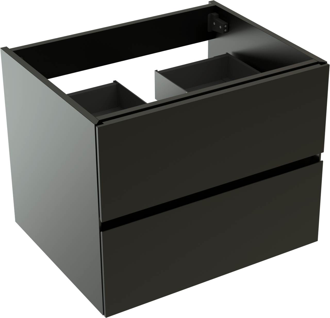 Storke Edge hängender Waschbeckenunterschrank: 65 x 52 cm, Schwarz Matt, 2 Schubladen