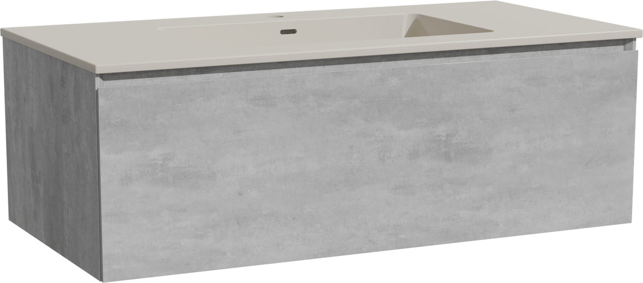 Storke Edge meuble salle de bains suspendu 105 x 52 cm béton gris foncé avec Diva plan simple en top solid soie grise