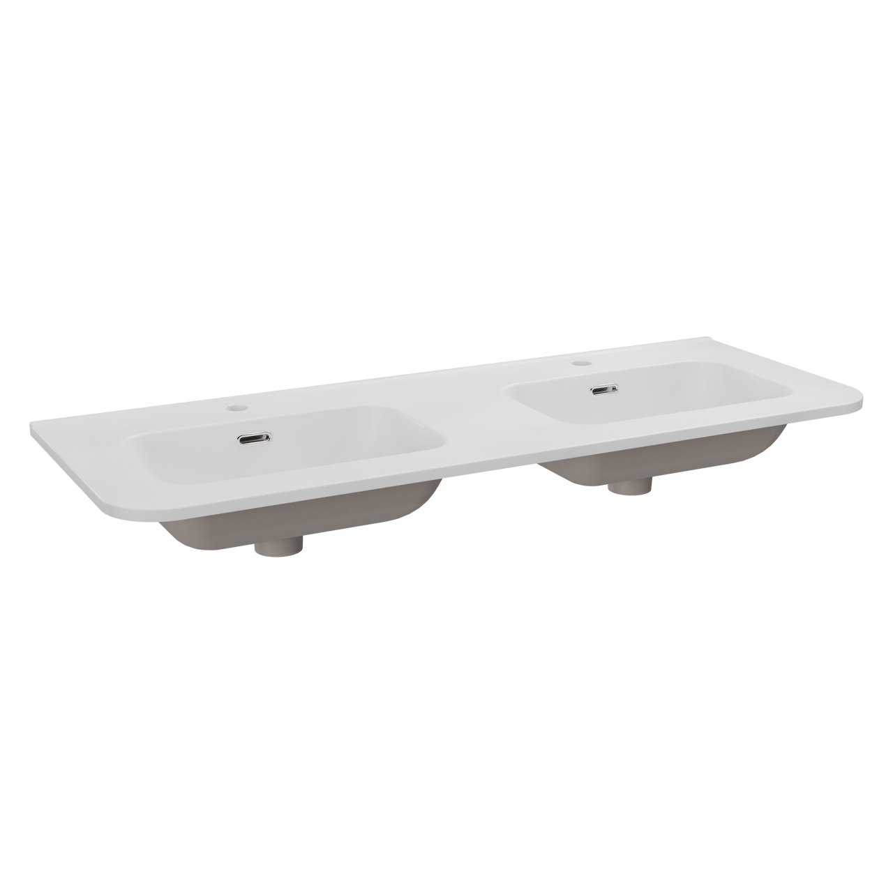 Storke Kera Soft dubbele wastafel mat witte porselein 120 x 46 cm