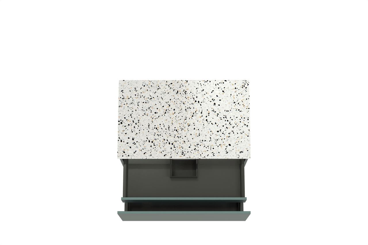 Balmani Sfera by Lucida meuble salle de bains suspendu 90 x 55 cm forest avec Stretto tablette simple en blanc/noir mat terrazzo