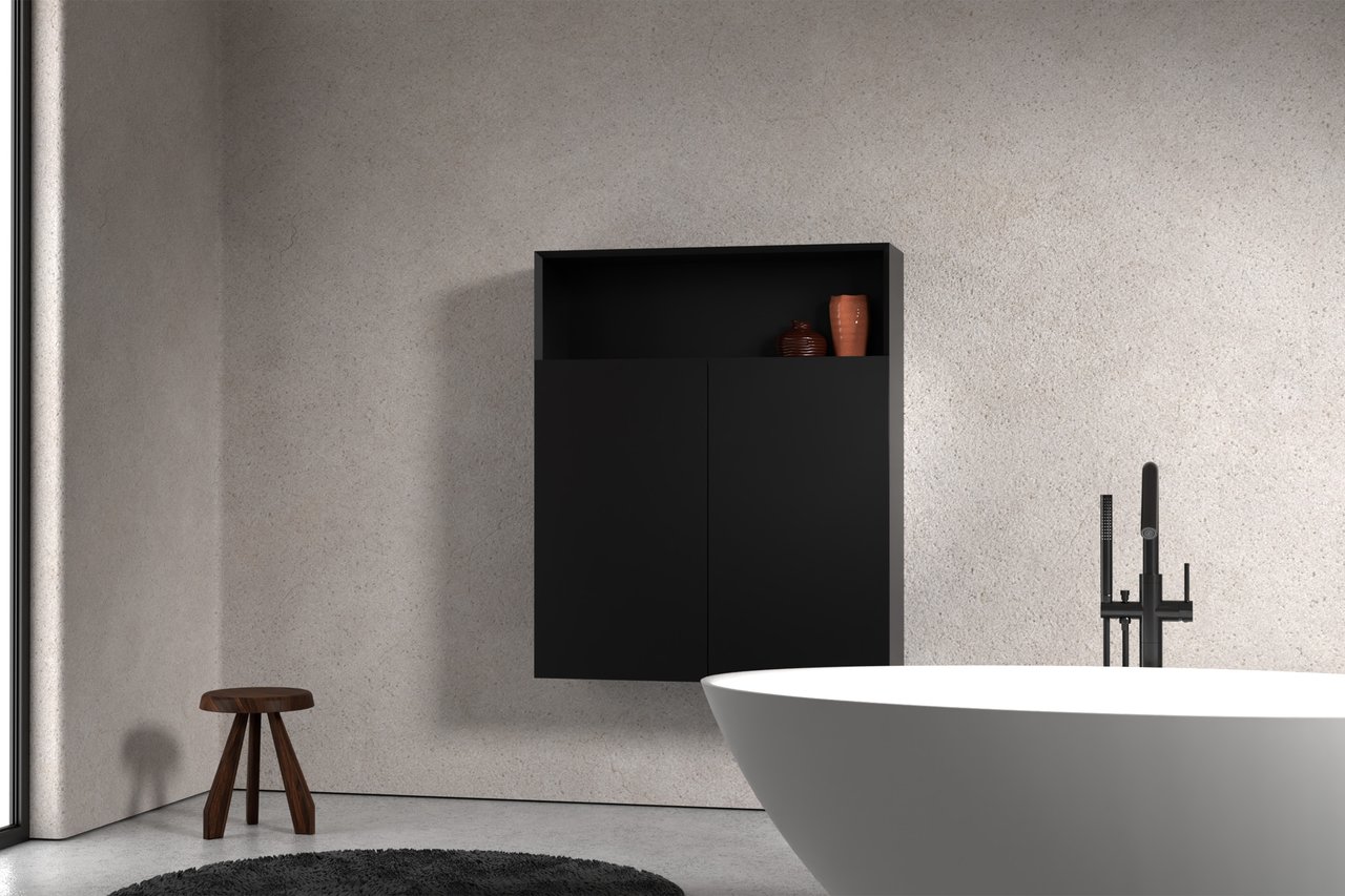 Balmani Idra by Mitra colonne salle de bains suspendue noir mat 100 x 30 x 120 cm