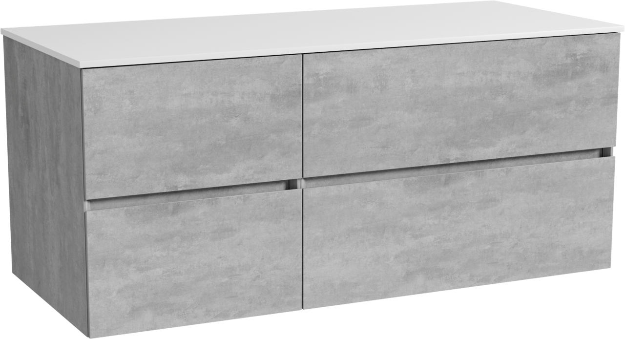 Storke Edge zwevend badmeubel 120 x 52 cm beton donkergrijs met Tavola enkel of dubbel wastafelblad in solid surface mat wit