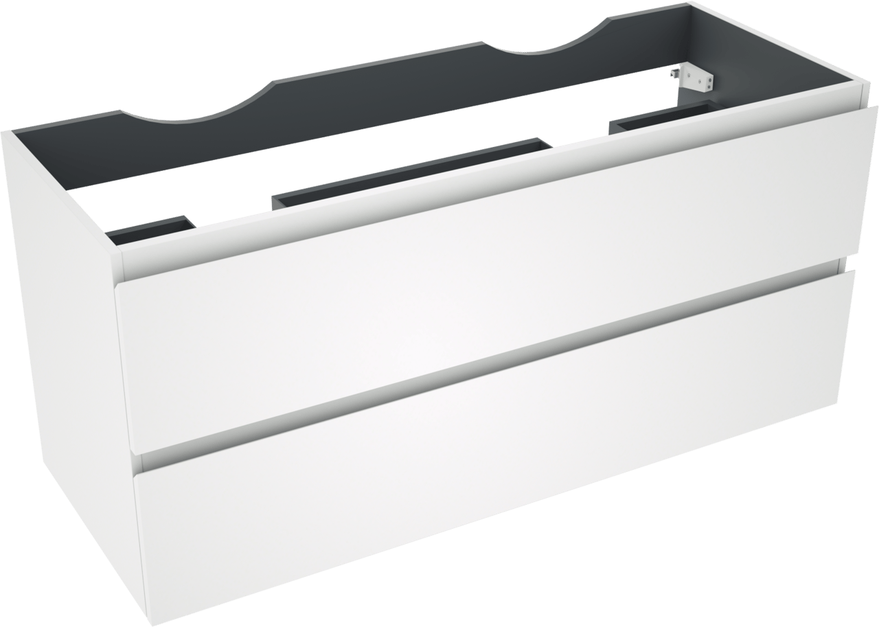 Linie Lado meuble sous-lavabo suspendu 120 x 46 cm blanc mat 2 tiroirs 2 découpés de siphon