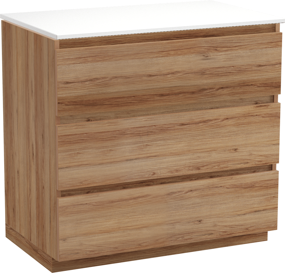 Balmani Lucida staand badkamermeubel 90 x 55 cm teak met Stretto enkel tablet in solid surface mat wit