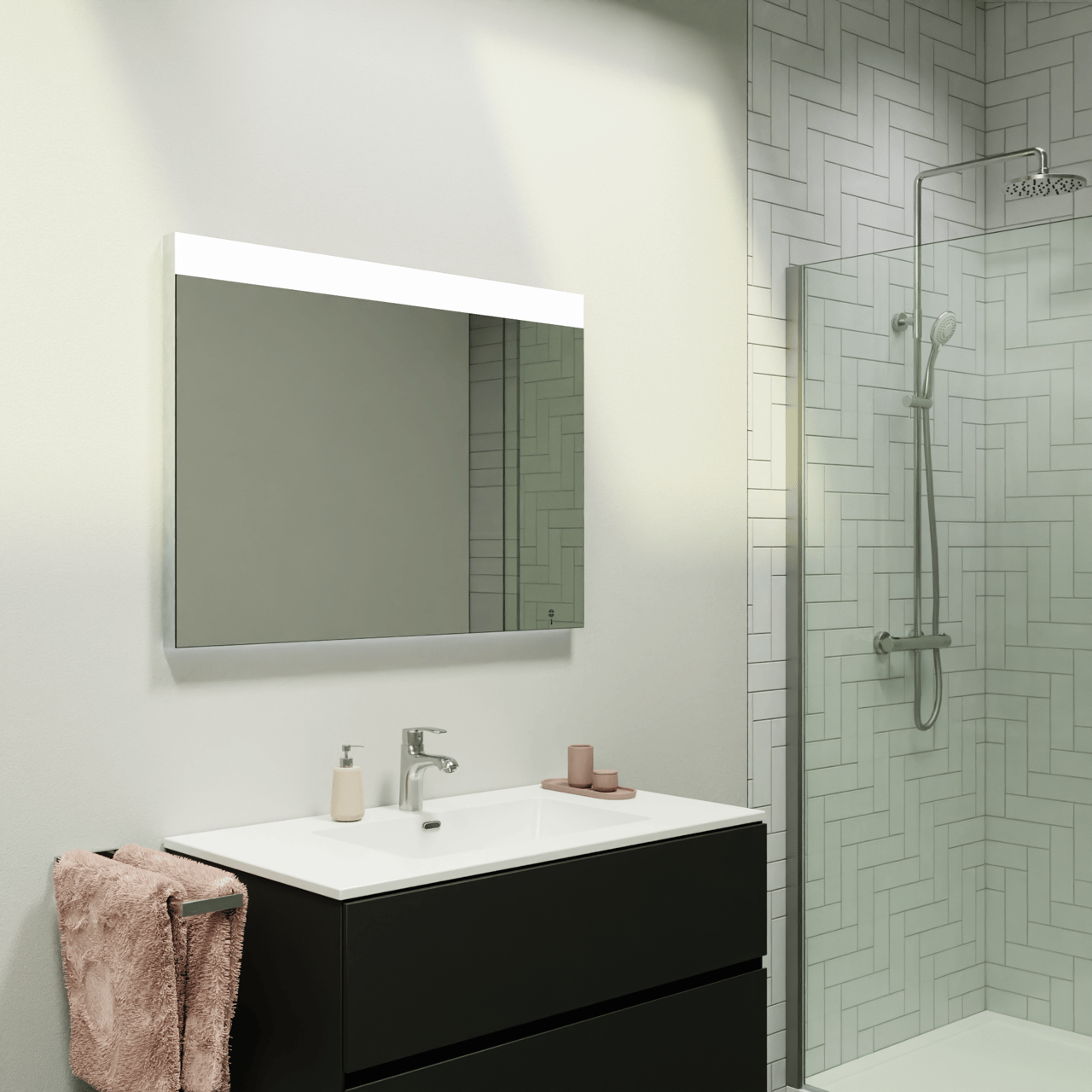 Storke Lucera miroir rectangulaire lumineux et anti-buée 95 x 70 cm