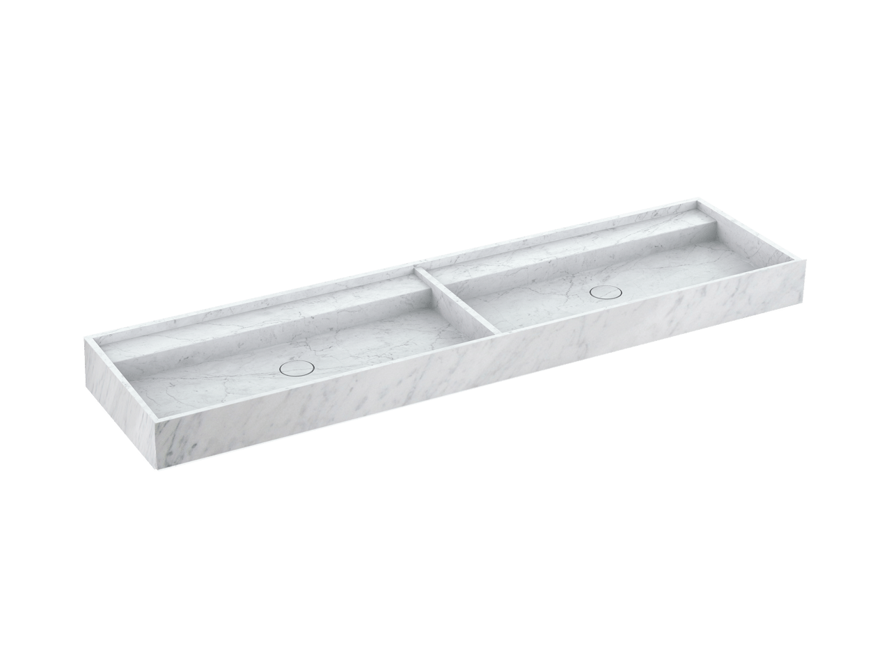 Balmani Cubo dubbele wastafel Carrara marmer 180 x 49 cm