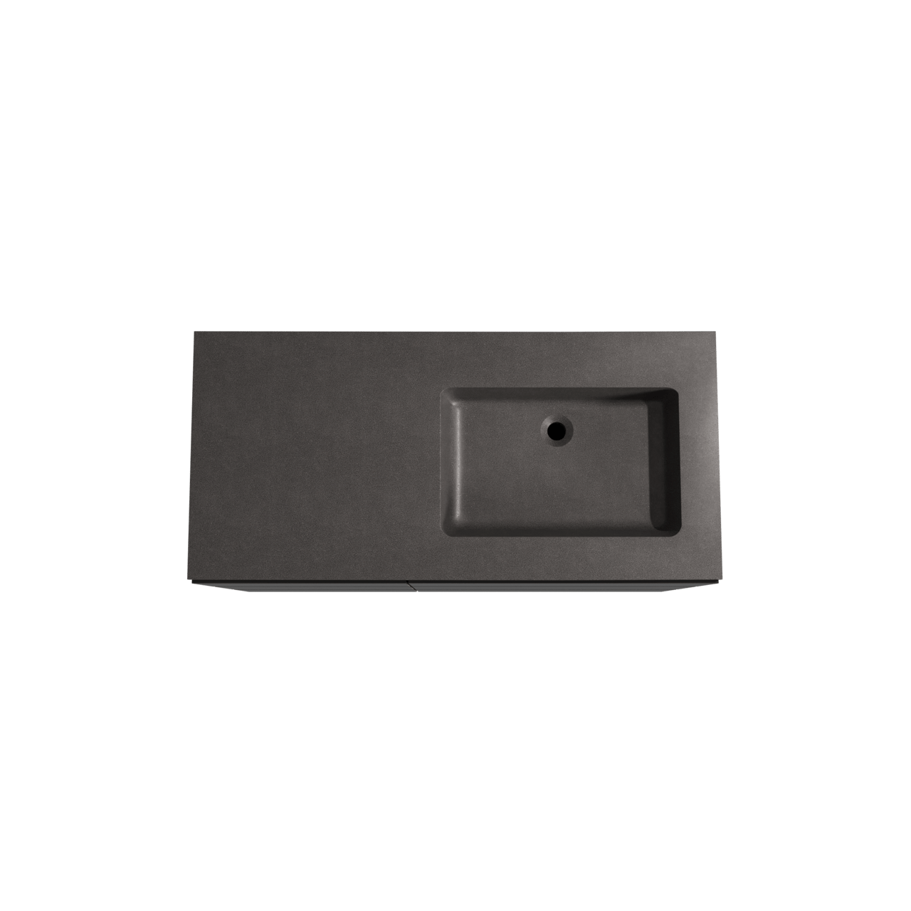 Storke Edge meuble salle de bains à poser 110 x 52 cm noir mat avec Scuro plan vasque asymétrique à droite en quartz noir mat