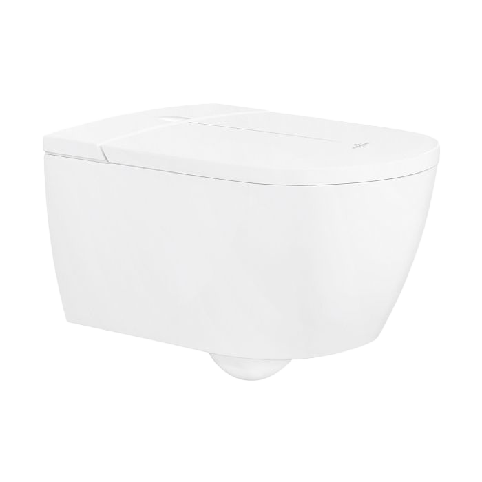Villeroy & Boch ViClean-I100 douche toilet glanzend wit randloos met Geberit Sigma inbouwspoelreservoir UP320 met Burda frame en bedieningspaneel