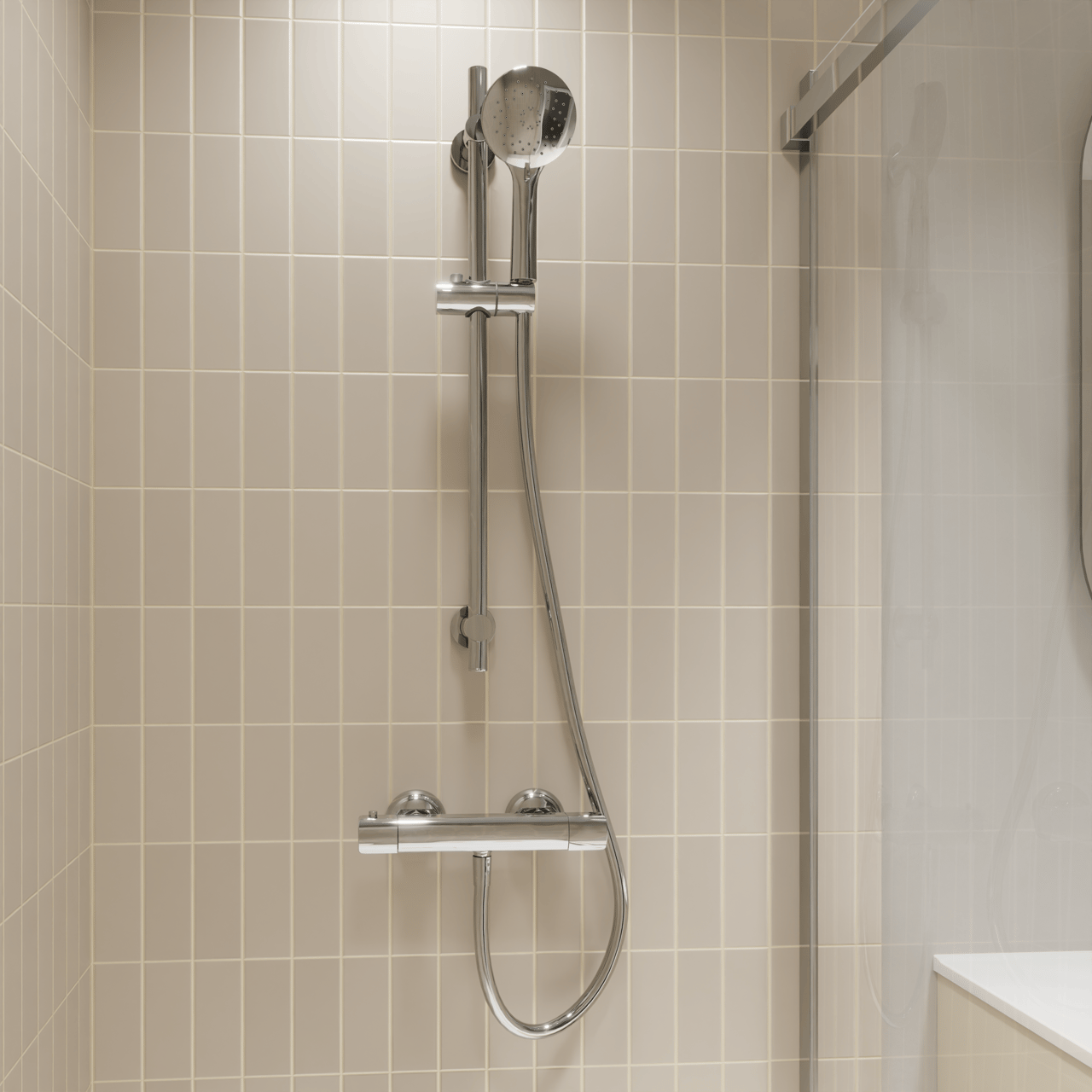 Blaufoss Bodan Duschstange 70 cm mit Brausekopf 11 cm, 3 Strahlarten, Chrom Glänzend