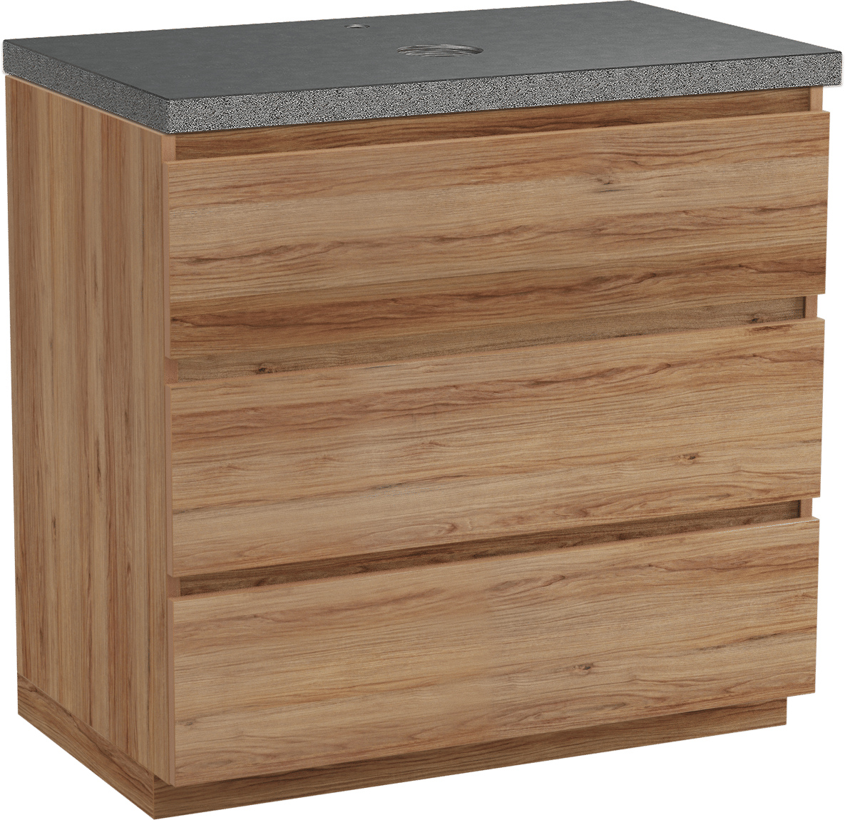 Balmani Lucida freistehendes Möbelstück Set: 90 x 55 cm, Teak, mit Rock Einzel Waschtischplatte, Schwarzes Granit