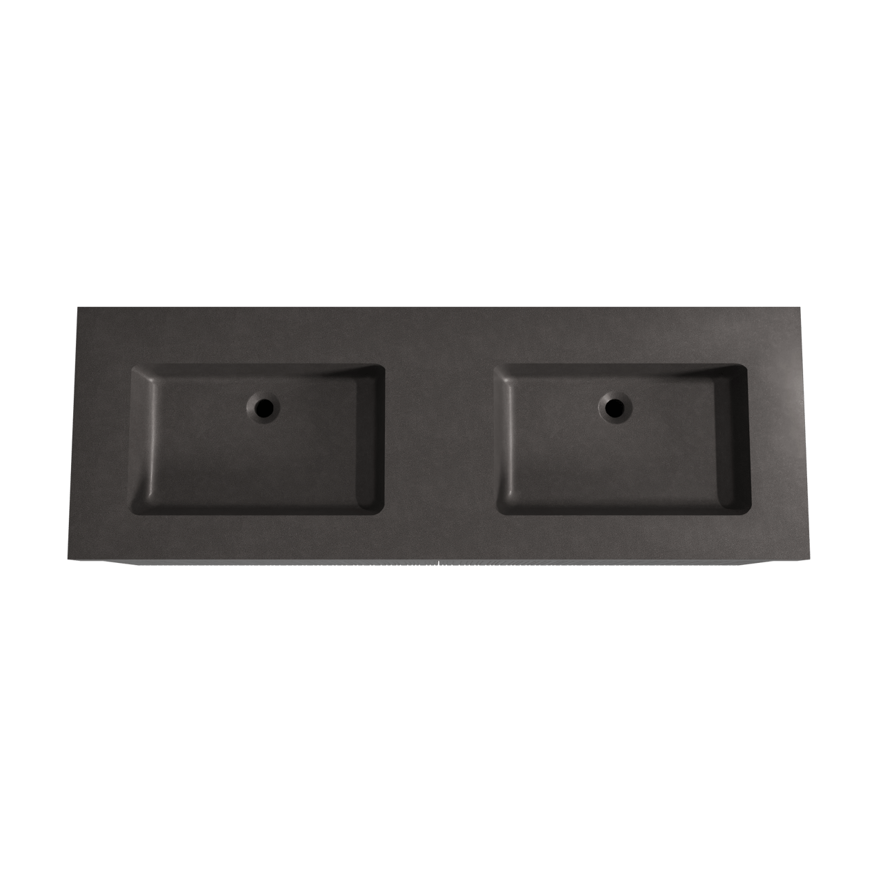 Storke Ribs zwevend badmeubel 150 x 52 cm zwart eiken met Scuro High dubbele wastafel in kwarts mat zwart, Verticale asymmetrische rechte ribbel