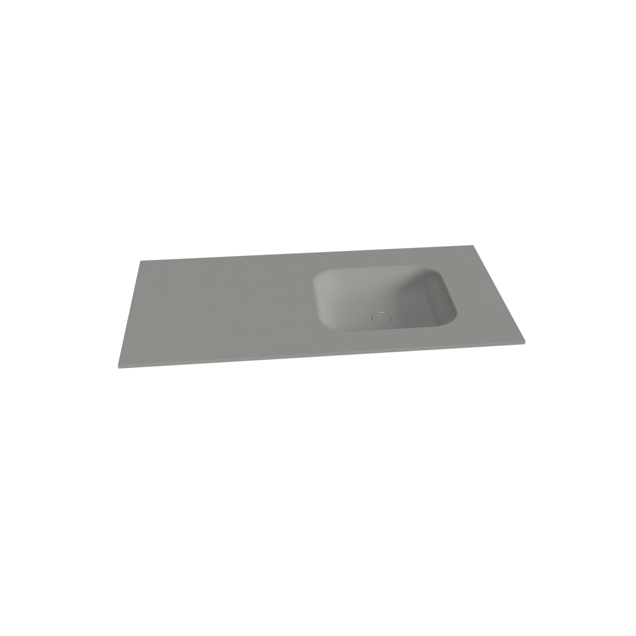 Balmani Tablo Arcato asymmetrisch rechtse wastafel met afvoerplug mat steengrijze Solid Surface 120 x 55 cm