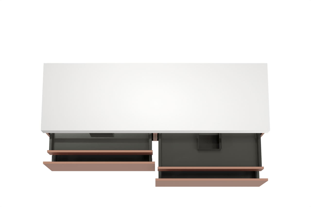 Balmani Sfera by Lucida zwevend badkamermeubel 180 x 55 cm cotto met Dominus enkel of dubbel tablet in solid surface mat wit