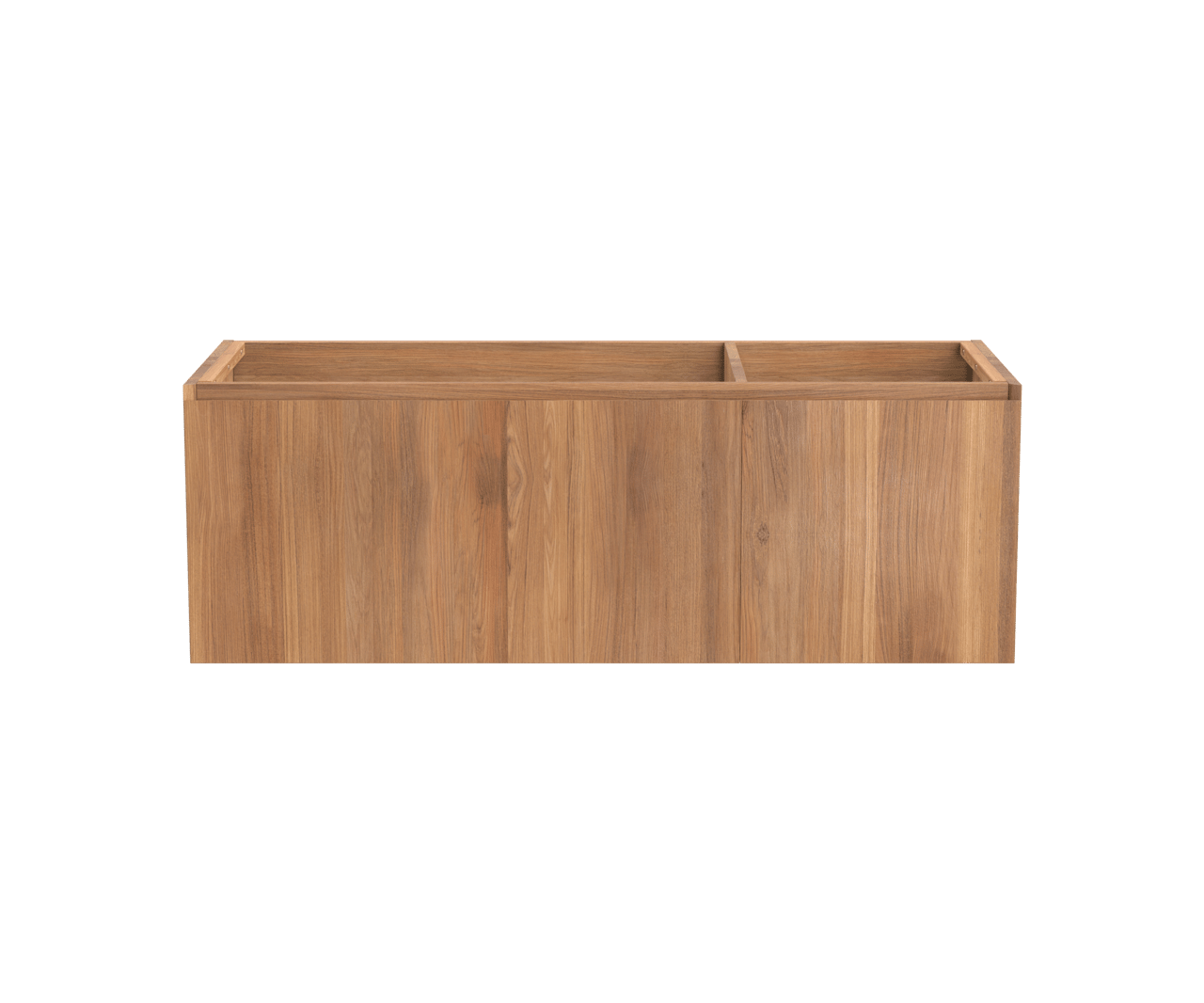 Balmani Idra by Mitra hängender Waschbeckenunterschrank: 135 x 55 cm, asymmetrisch links, Teak, 4 Schubladen