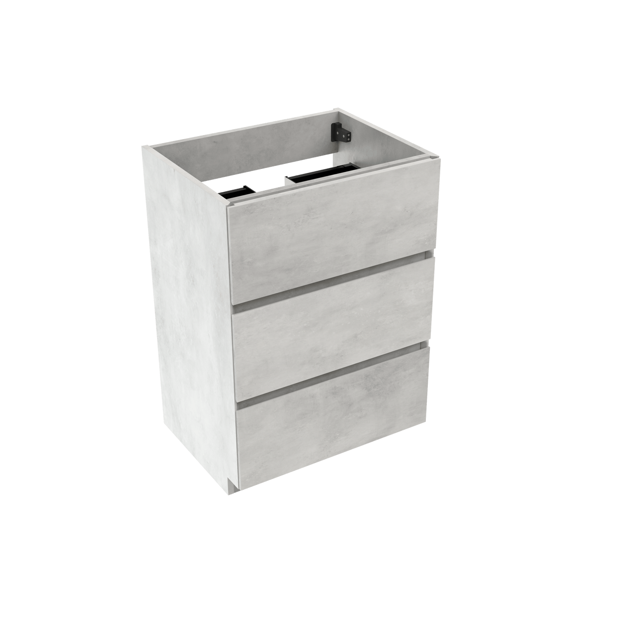 Storke Edge stehender Bad-Unterschrank, 60 x 46 cm, Beton silbergrau, 3 Schubladen