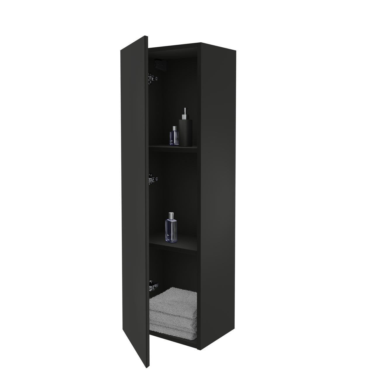 Storke Edge Badhochschrank: Hängend, Schwarz Matt, 40 x 30 x 125 cm