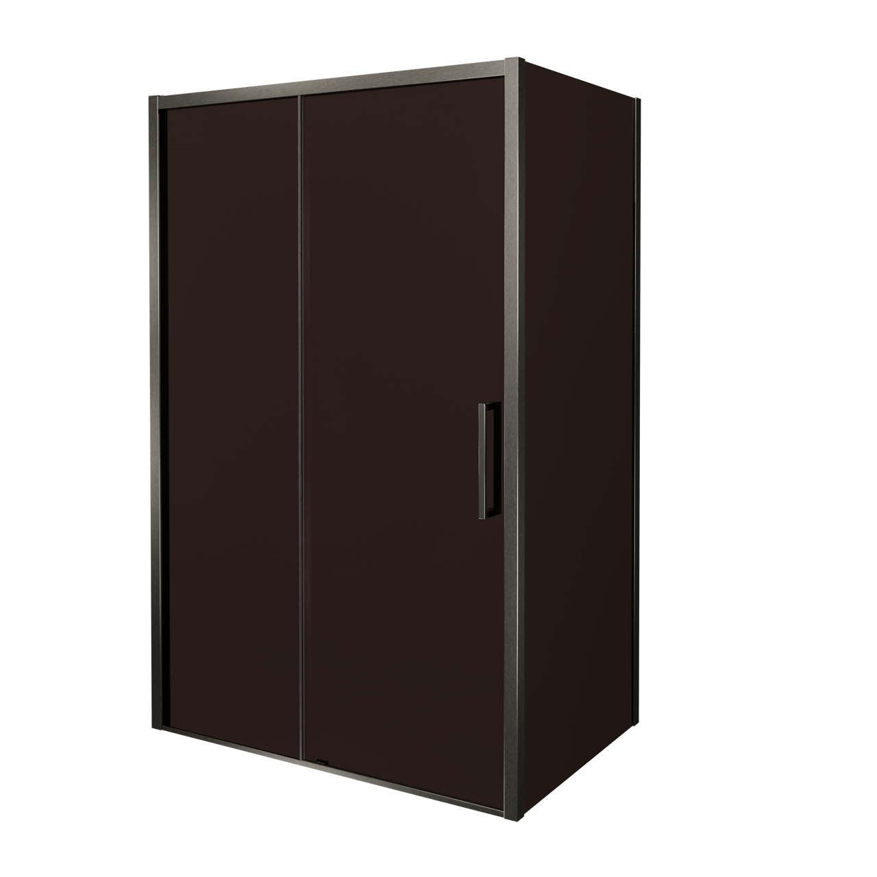 Balmani Senses Design Eckdusche: Schiebetür (Links) mit fixierte Seitenwand, 140 x 80 cm, Bronze, Profil Brushed GunMetal, inklusive Coating