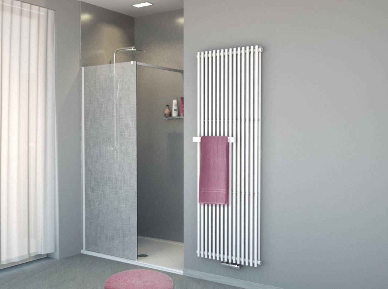 Balmani BMSS douche de niche 90 x 200 cm verre lin blanc profil blanc mat