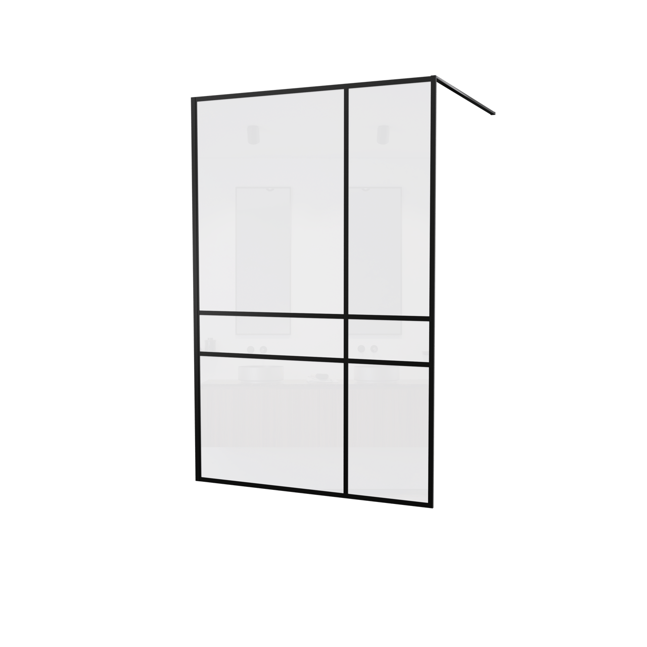 Balmani Framed Plus inloopdouche 140 x 210 cm crossed glas met coating, zwart profiel