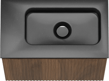 Storke Ribs meuble wc suspendu 40 x 22 cm noyer avec Fina plan vasque en quartz mat