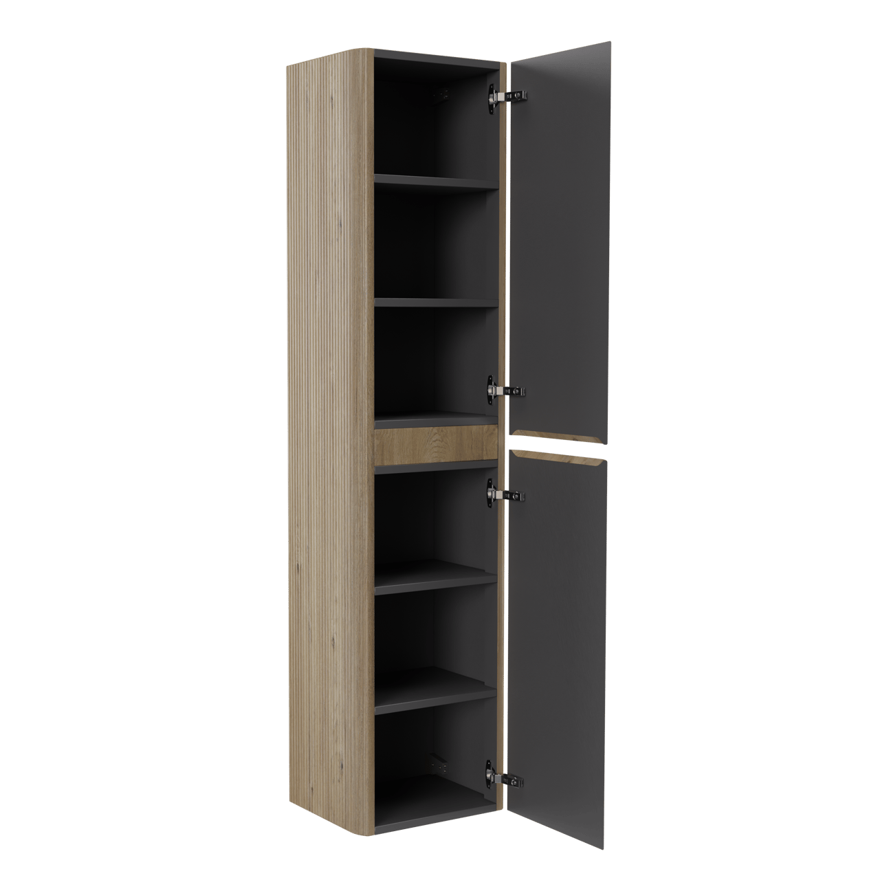 Storke Soft hängender Hochschrank Eiche rau 40 x 35 x 170 cm, Vert. Sym. Rippe