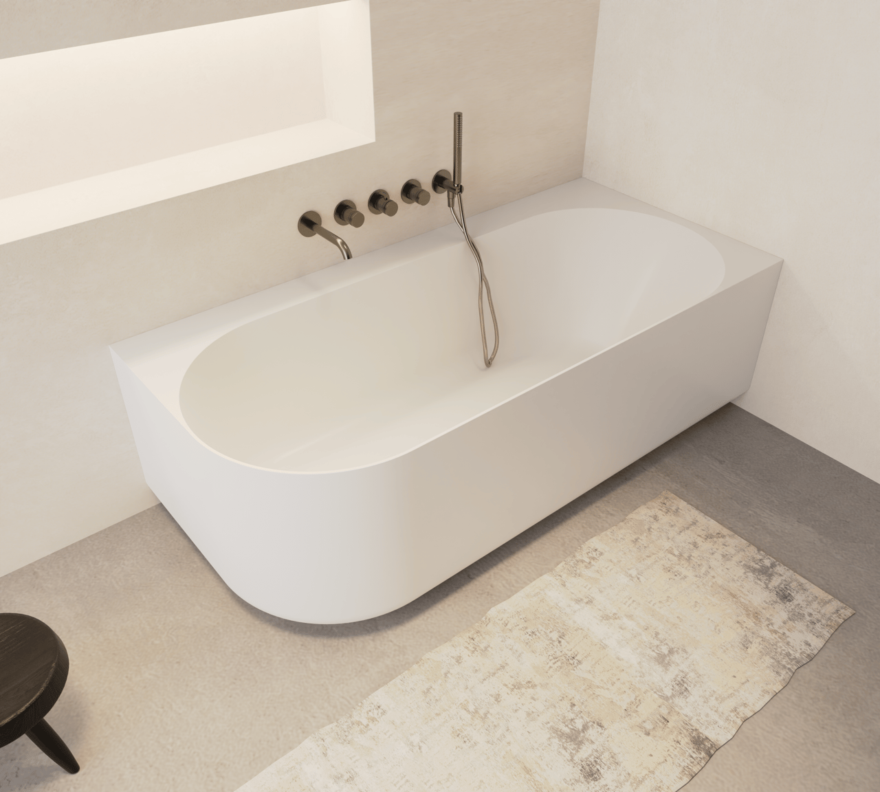 Balmani Scala 2-Personen-Eckbadewanne: rechts, 175 x 80 cm, Solid Surface, Weiß matt