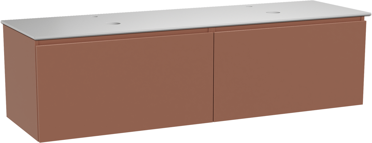 Balmani Sfera by Lucida meuble salle de bains suspendu 180 x 55 cm cotto avec Facetta tablette double en solid surface blanc mat