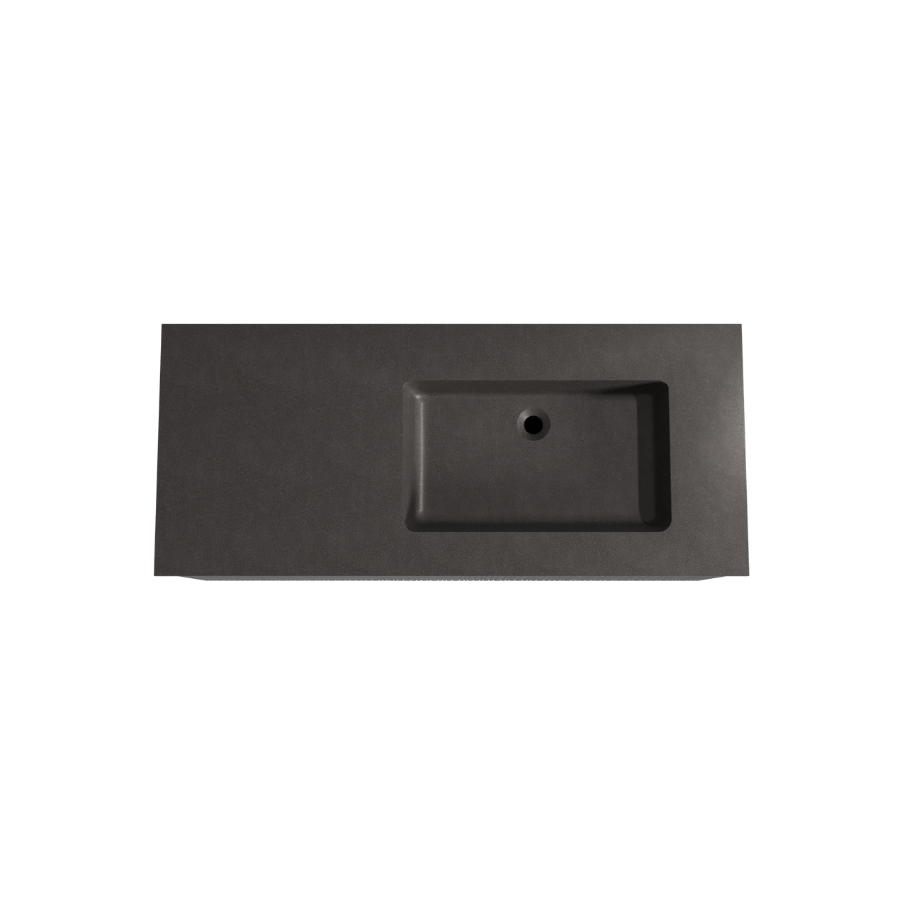 Storke Ribs zwevend badmeubel 120 x 52 cm zwart eiken met Scuro asymmetrisch rechtse wastafel in kwarts mat zwart, Verticale asymmetrische rechte ribbel