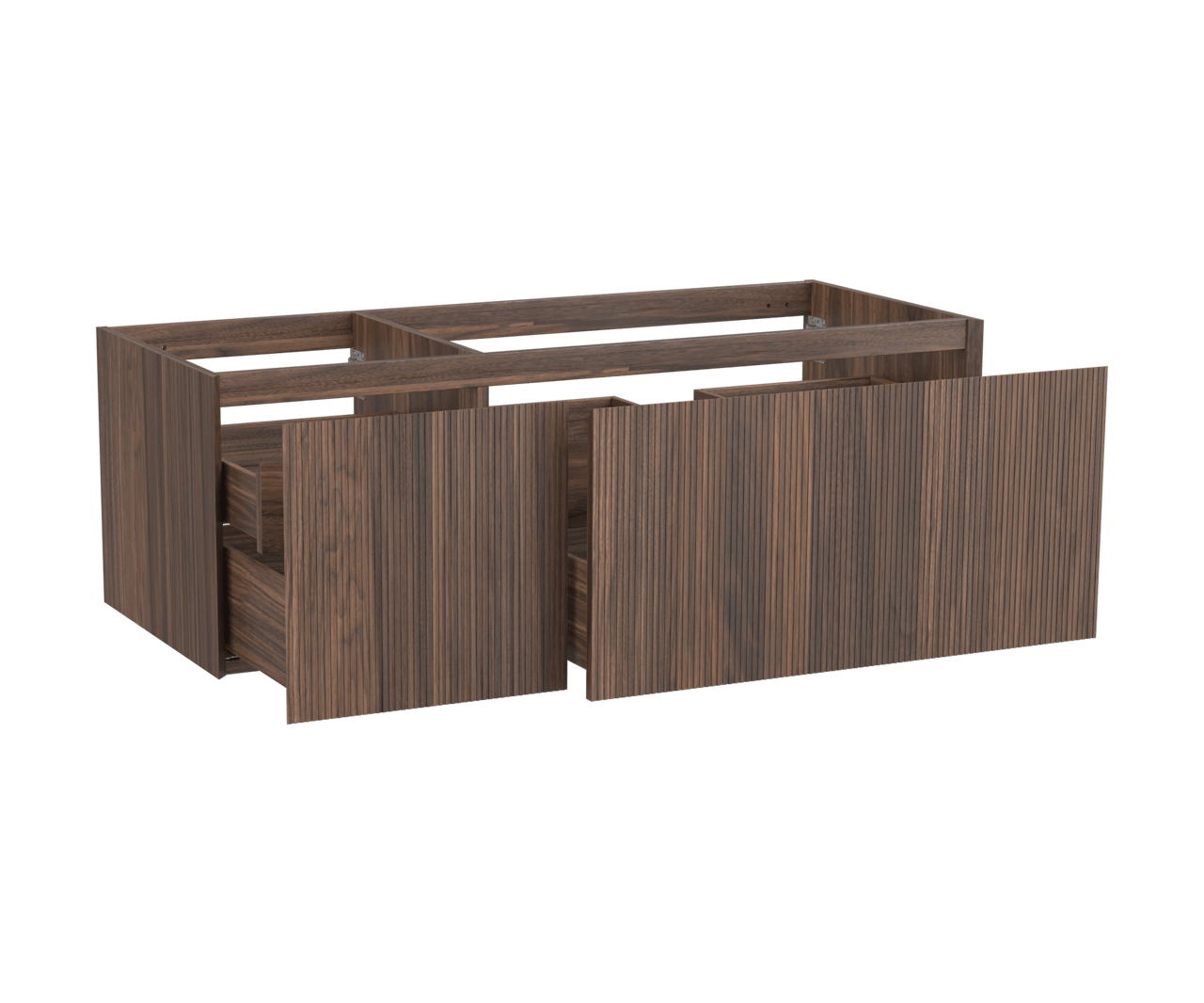 Balmani Fila by Mitra meuble sous-lavabo suspendu 135 x 55 cm asymétrique droite placage noyer 4 tiroirs