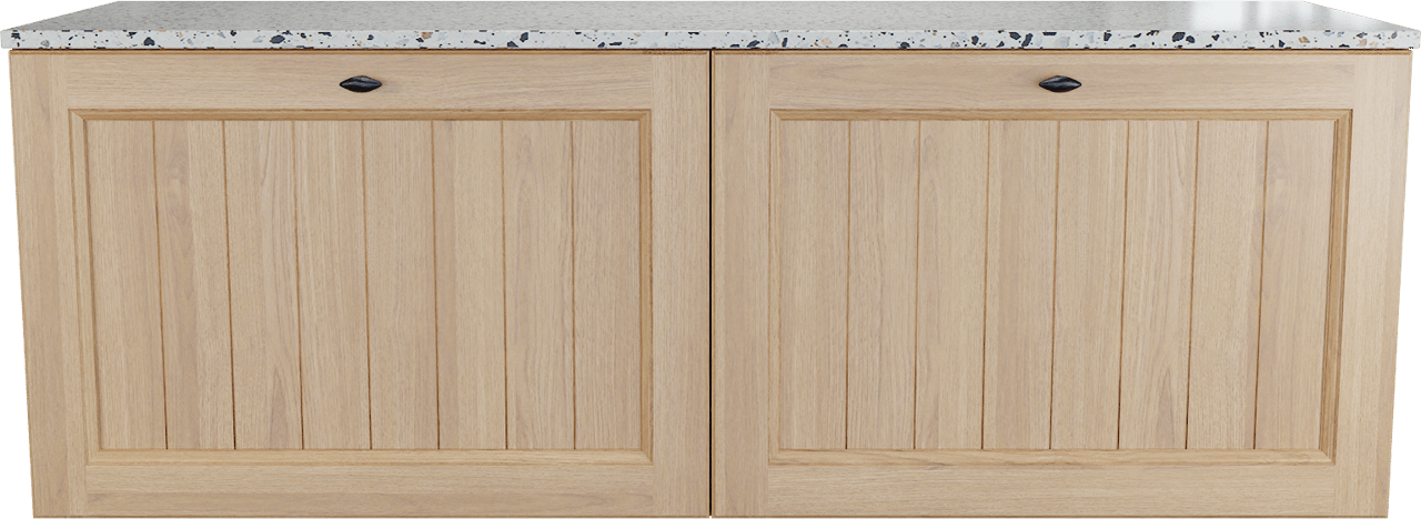 Balmani Lemon meuble salle de bains suspendu 150 x 55 cm, placage chêne naturel avec Stretto tablette simple ou double en blanc/noir mat terrazzo