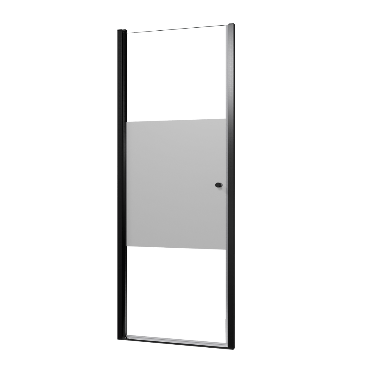 Luca Varess Kuresa porte pivotante 80 x 200 cm verre transparent avec bande matte profil noir mat