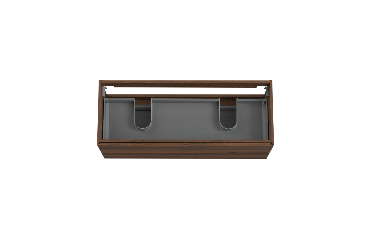 Storke Edge zwevende wastafelonderkast 120 x 46 cm notelaar 2 lades