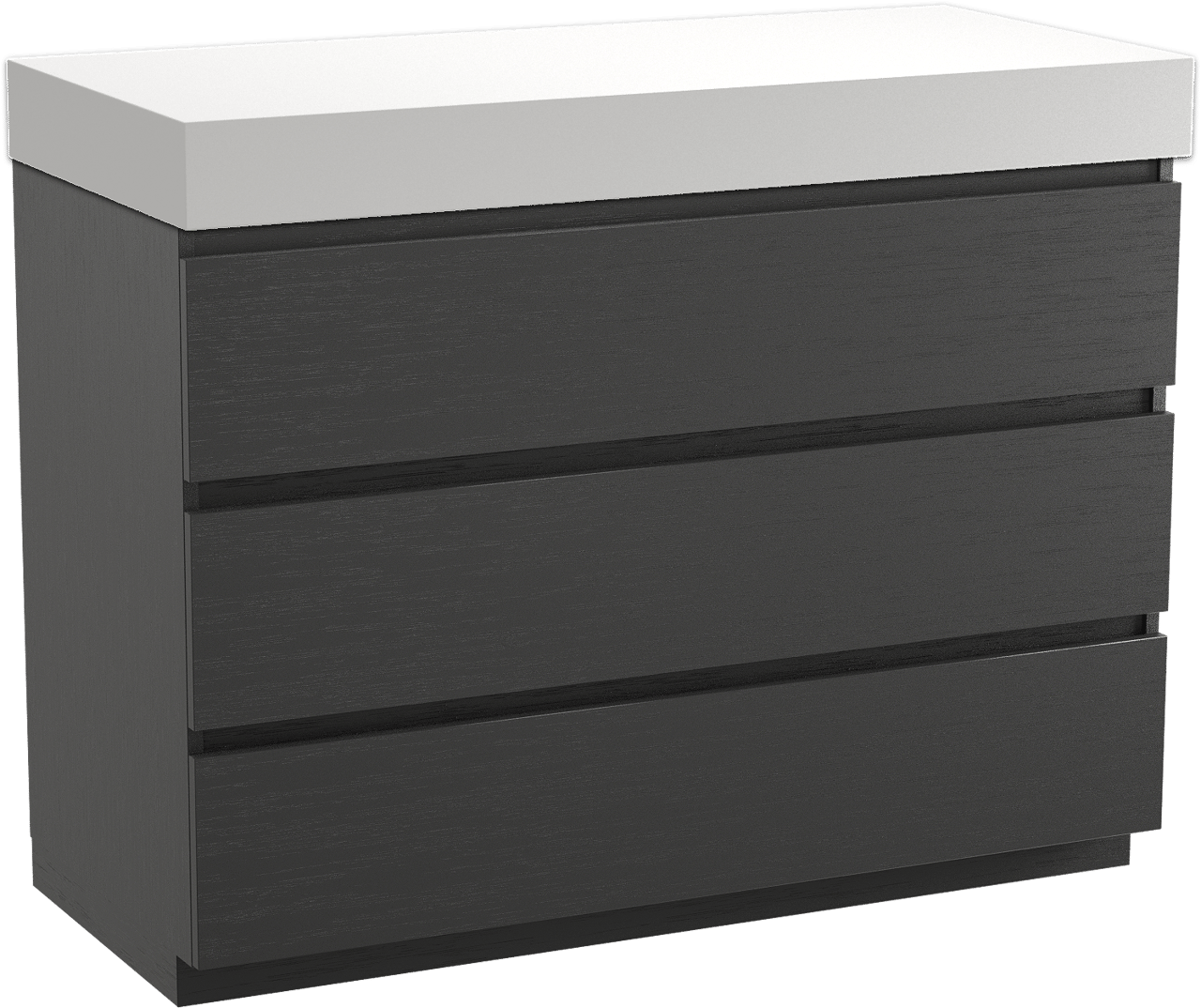 Balmani Lucida meuble salle de bains à poser 120 x 55 cm chêne noir avec Dominus tablette simple ou double en solid surface blanc mat