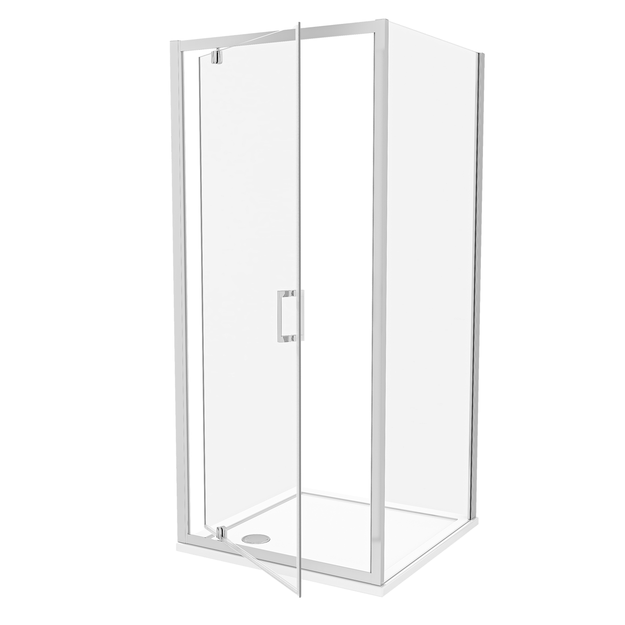 Luca Varess Vidor paroi de douche avec porte pivotante et paroi latérale fixe 90 x 90 cm verre transparent profil chrome brillant