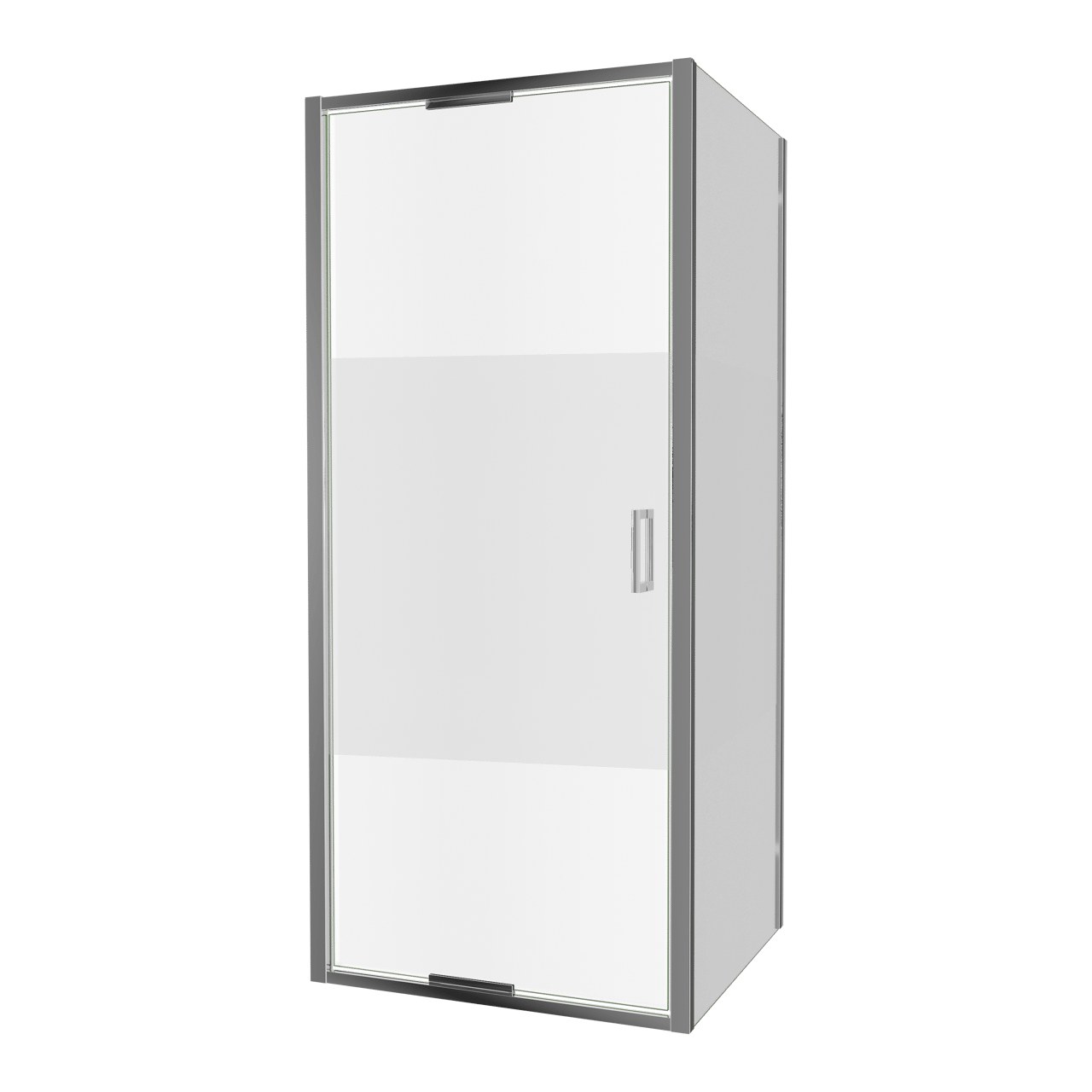 Luca Varess Vidor In paroi de douche avec porte pivotante et paroi latérale fixe 90 x 80 cm verre transparent avec bande matte profil chrome brillant