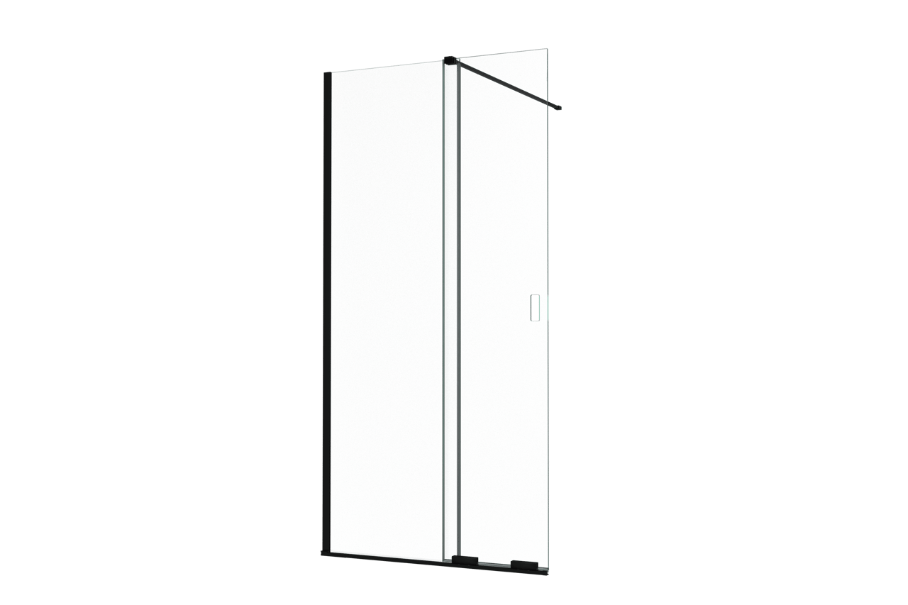 Balmani Move Slide  Walk-In-Dusche mit Schiebetür 100 x 200 cm Klarglas, inklusive Coating, matt schwarz Profil
