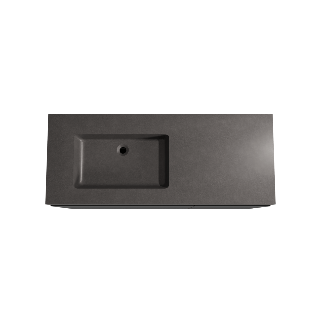 Storke Edge staand badkamermeubel 130 x 52 cm mat zwart met Scuro High asymmetrisch linkse wastafel in kwarts mat zwart