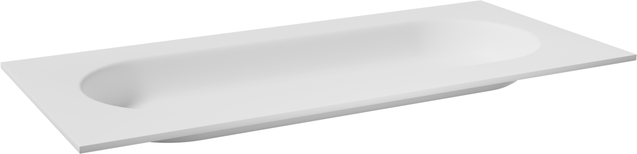 Balmani Tablo Oval enkele wastafel voor 2 kraangaten mat witte Solid Surface 120 x 55 cm