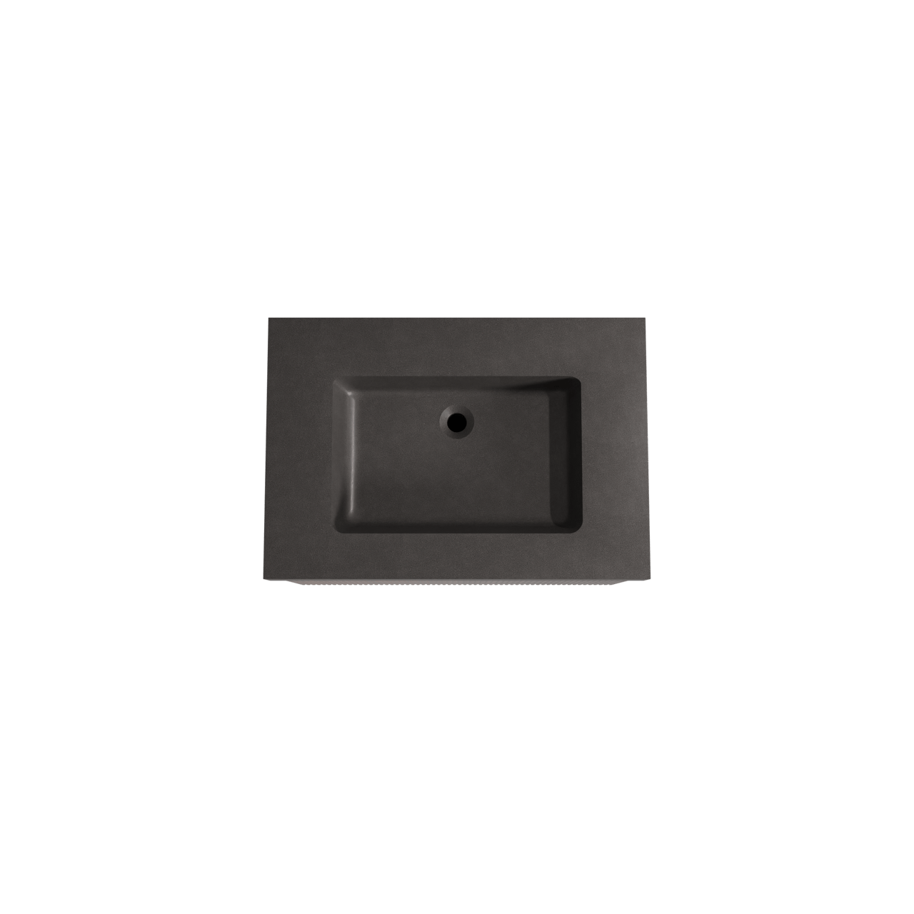 Storke Ribs zwevend badmeubel 75 x 52 cm notenhout met Scuro High enkele wastafel in kwarts mat zwart, Verticale symmetrische rechte ribbel