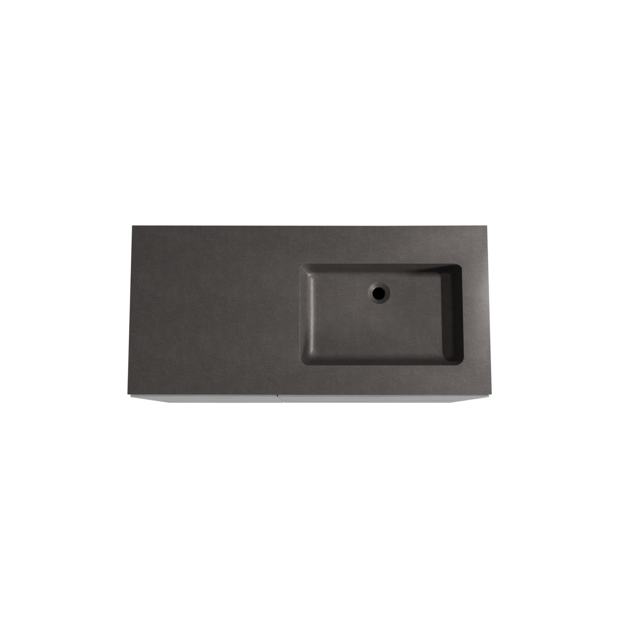 Storke Edge meuble salle de bains à poser 110 x 52 cm béton gris foncé avec Scuro plan vasque asymétrique à droite en quartz noir mat