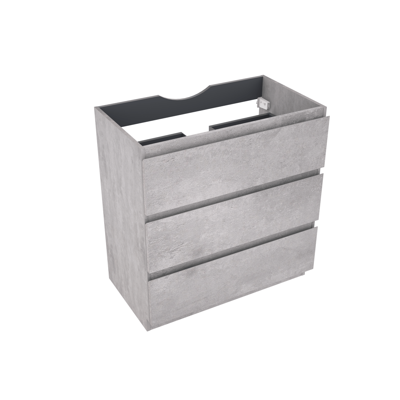 Linie Lado stehender Waschbeckenunterschrank: 80 x 46 cm, Beton dunkelgrau, 3 Schubladen