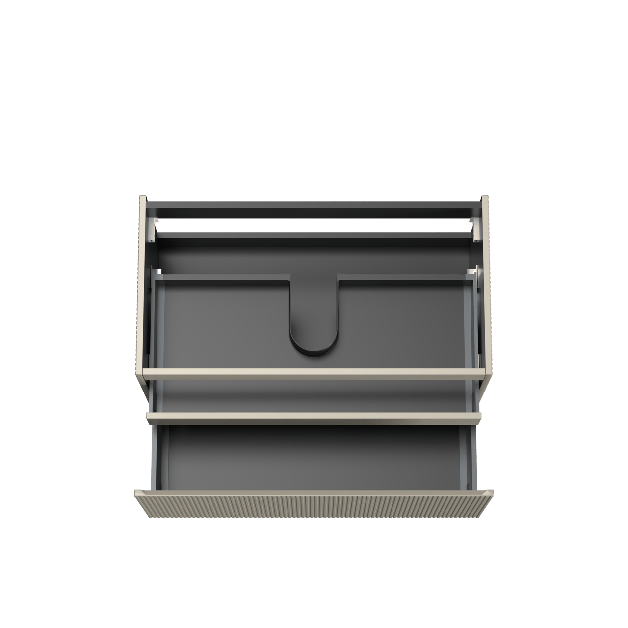Storke Ribs meuble sous-vasque suspendu 95 x 52 cm soie grise 2 tiroirs