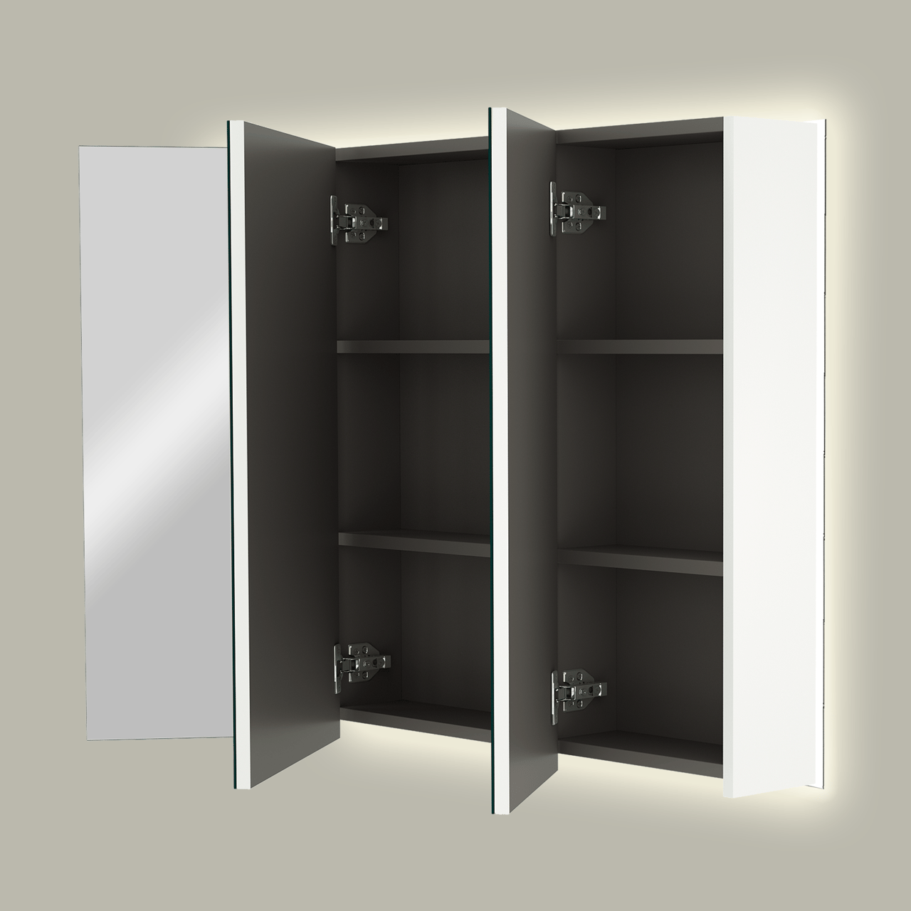 Linie Montro Spiegelschrank, 100 x 75 cm, weiß matt, mit Spiegelbeleuchtung