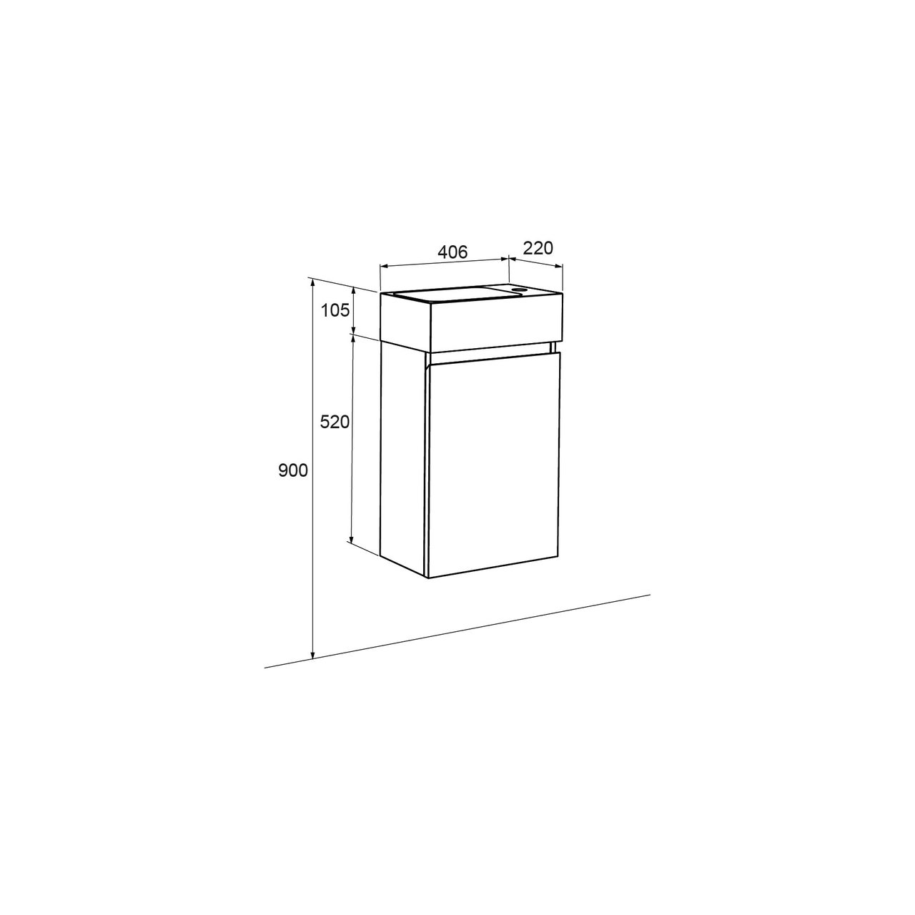 Linie Lado meuble wc suspendu 40 x 22 cm noir mat avec Vano lavabo en marbre composite brillant