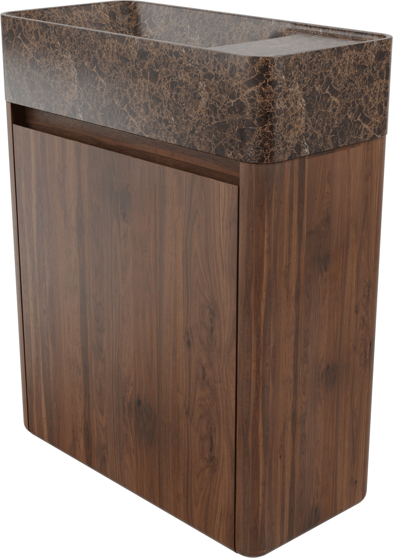 Balmani Fara meuble wc suspendu 45 x 22 cm noyer américain avec Fara plan vasque en marbre Dark Emperador