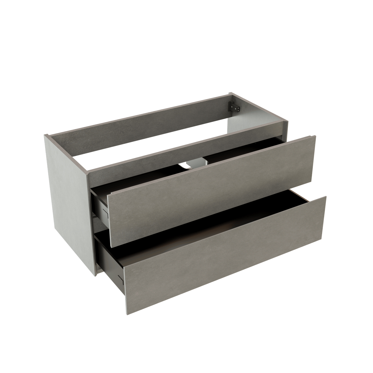 Storke Edge hängender Waschbeckenunterschrank: 100 x 46 cm, Beton dunkelgrau, 2 Schubladen
